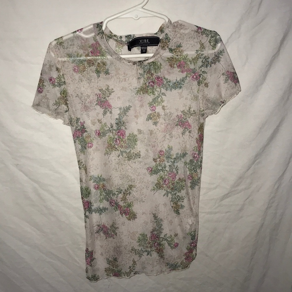Mesh floral shirt
